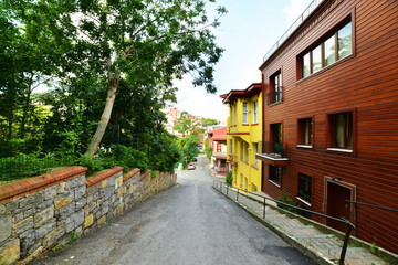 Historical colorful houses in KUZGUNCUK. Kuzguncuk is a neighborhood in the Uskudar district in Istanbul, Turkey. .