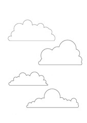 Cloud Vector white clouds outline | digital clouds illustration | graphic resources and design | collection of fluffy cloud artwork