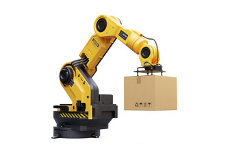 robotic arm on white background. 3D illustration	