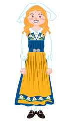 スウェーデンの民族衣装を着た女性
