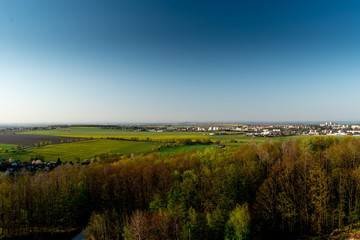 rural landscape with blue sky, Chrudim, Czech Republic, rozhledna Bara