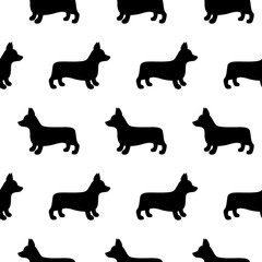 Cartoon corgi dog seamless pattern on white background. Abstract corgi dog pattern for card, wallpaper, album, scrapbook, holiday wrapping paper, textile fabric, garment, t-shirt design etc.