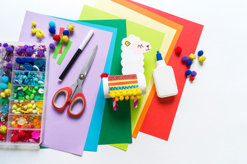 Cardboard llama Craft paper. Handicraft of a children creative process. Cinco de mayo