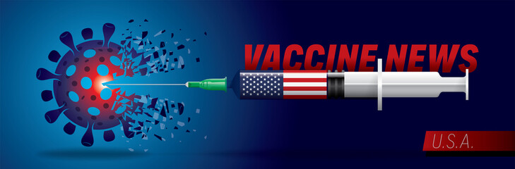 Vector illustration with 3D corona vaccine news, country flag concept.