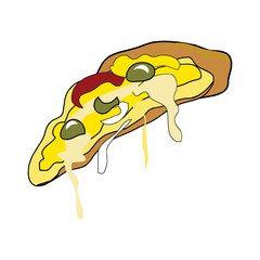 Vector image of creative pizzas meats. Icon Italian pizza. A slice of pizza for the design of advertising for your restaurant business in EPS10