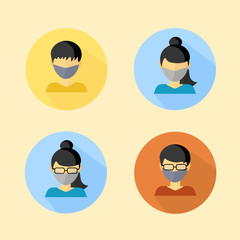 man and woman icon set corona virus