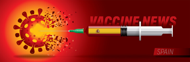 Vector illustration with 3D corona vaccine news, country flag concept.