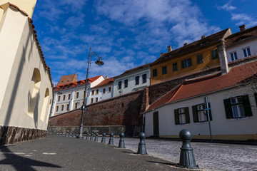 Fototapeta premium Centumvirilor Street, Sibiu Romania. Beautiful medieval architecture 