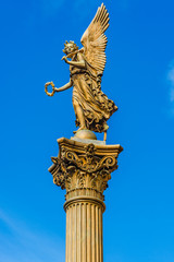 Statue of an angel in front of the Rudolfinum concert hall in Prague, Czech Repoublic