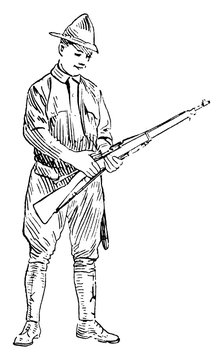 soldier holding rifle, black and white clip art preview