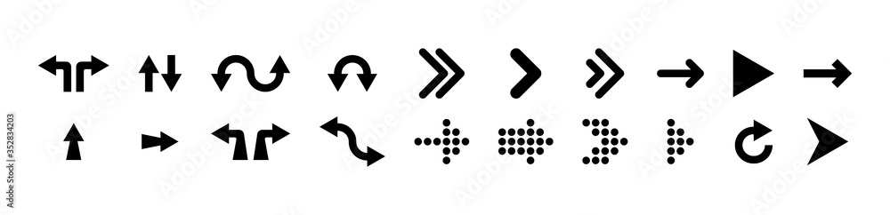Poster arrows collection. cursor icons. big set of arrows vector icons, isolated. mouse sign. cursors. arro