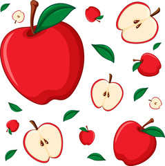 Seamless background design with red apple