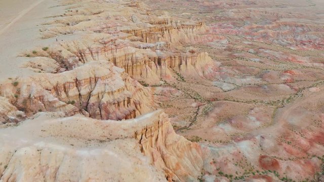 Colorful Rock Formations and Natural Desert Cliffs. Tsagaan Suvarga, Gobi Desert, Mongolia