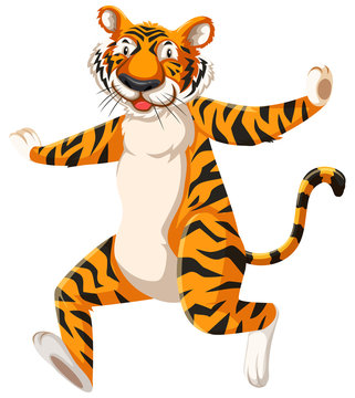 Happy tiger cartoon, character