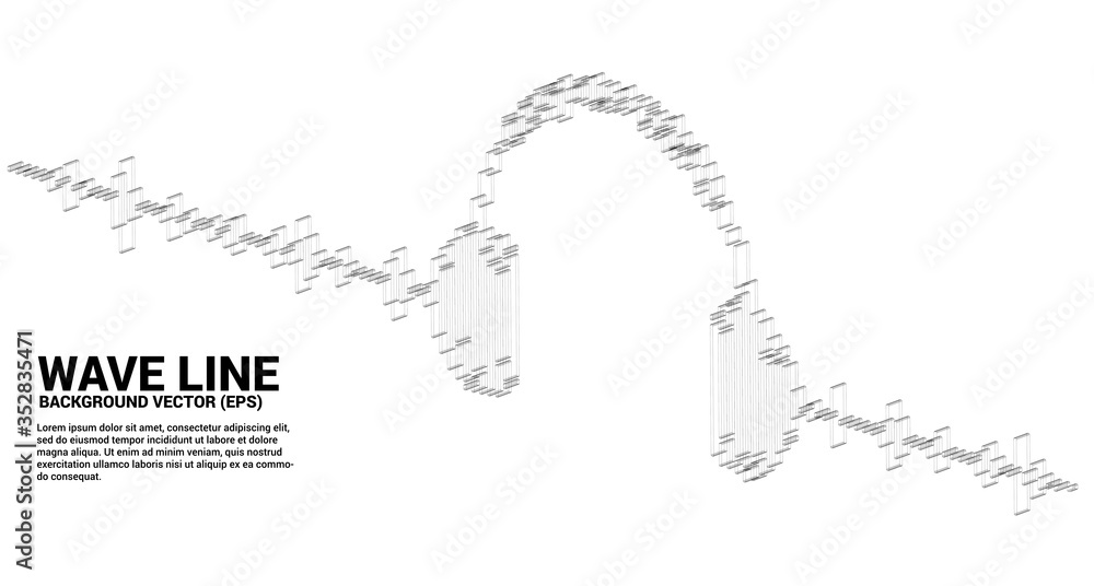 Poster 3D Sound wave Music Equalizer background wireframe. audio visual headphone icon with line wave graphic style