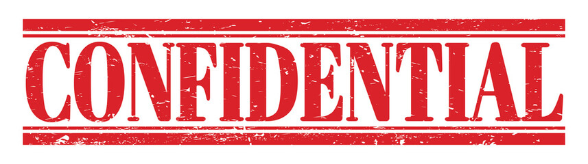 CONFIDENTIAL red grungy rectangle stamp sign.