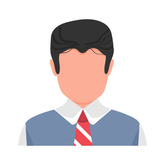 Business man faceless avatar icon in flat style, vector stock illustration isolated on white background.