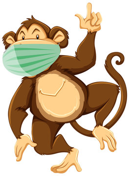Monkey cartoon character wearing mask