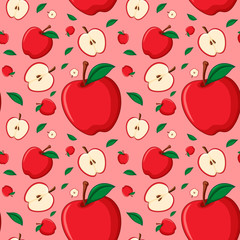 Seamless background design with red apple