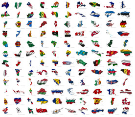 Fototapeta na wymiar world map divided by countries and flags