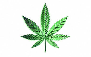 Cannabis Leaf Isolated on White Background. 3D Render