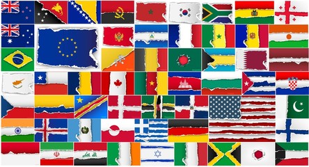 set of flags of all countries in illustration
