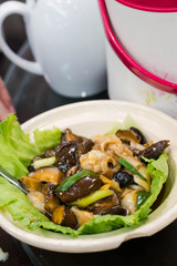 mixed seafood with mushroom and celery hotpot