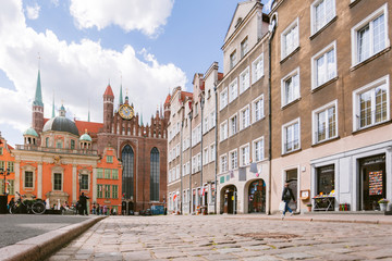 Fototapeta na wymiar Gdansk is the largest port historical tourist center of Poland and Eastern Europe, with attractions - fountains in the streets and squares