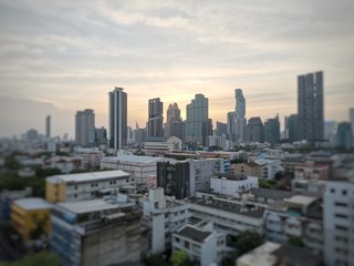 Soft focus with sunset in Bangkok downtown Thailand 