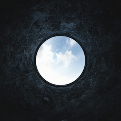 Underground background of inside a scary water well