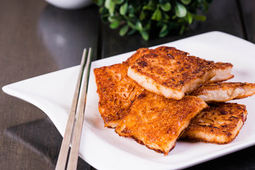 crispy fried radish cake is a famous dish in many Chinese restaurants in the Philippines