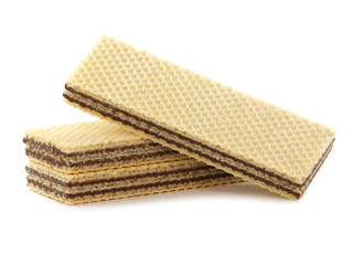 Wafers with cocoa cream filling isolated on white