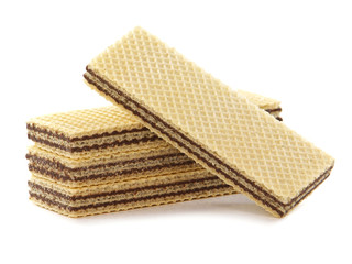 Wafers with cocoa cream filling isolated on white 