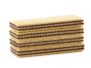 Wafers with cocoa cream filling isolated on white 