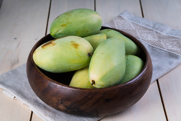 fresh raw or unripe green mangoes
