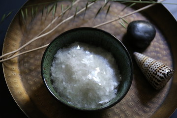 
spa composition, staging, treatment preparation tray, seashell, soap, decor, well-being