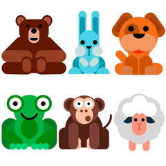 Six animals flat set.