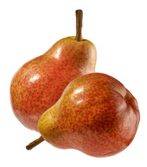 Two red pears isolated on a white background.