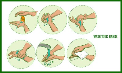 Fototapeta premium hand washing illustration icons vector