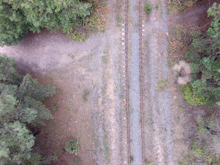 Railway in the forest (drone image). Near Kiev