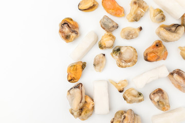 Seafood mix on white background