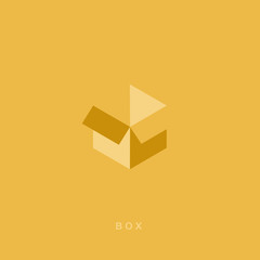 Logo minimal design box open 3d isometric. Vector icon sign illustration
