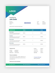 Corporate business invoice design for accountants vector template