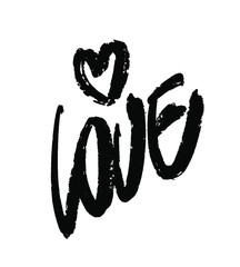 Love is love calligraphy/lettering. Rough brush texture. Design for prints, stickers, posters, t-shirts