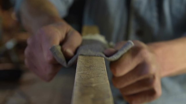 Carpenter while working in his workshop