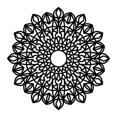 Circular pattern in form of mandala for Henna, Mehndi, tattoo, decoration. Decorative ornament in ethnic oriental style. Coloring book page.