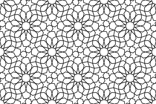 Islamic seamless pattern. Laser cut. Islam star. Moroccan prints for laser cutting. Morocco. Arabic style. Persian background. Traditional Muslim symbol. Arabesque girih ornate design. Arabian motif 