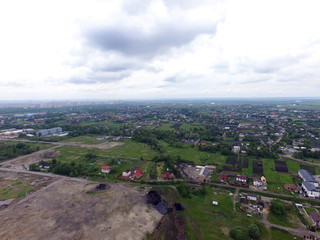 Aerial view of the saburb landscape (drone image). Near Kiev ,Ukraine