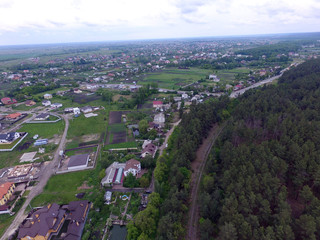 Aerial view of the saburb landscape (drone image). Near Kiev ,Ukraine