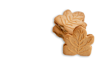 Maple cookies isolated on white background